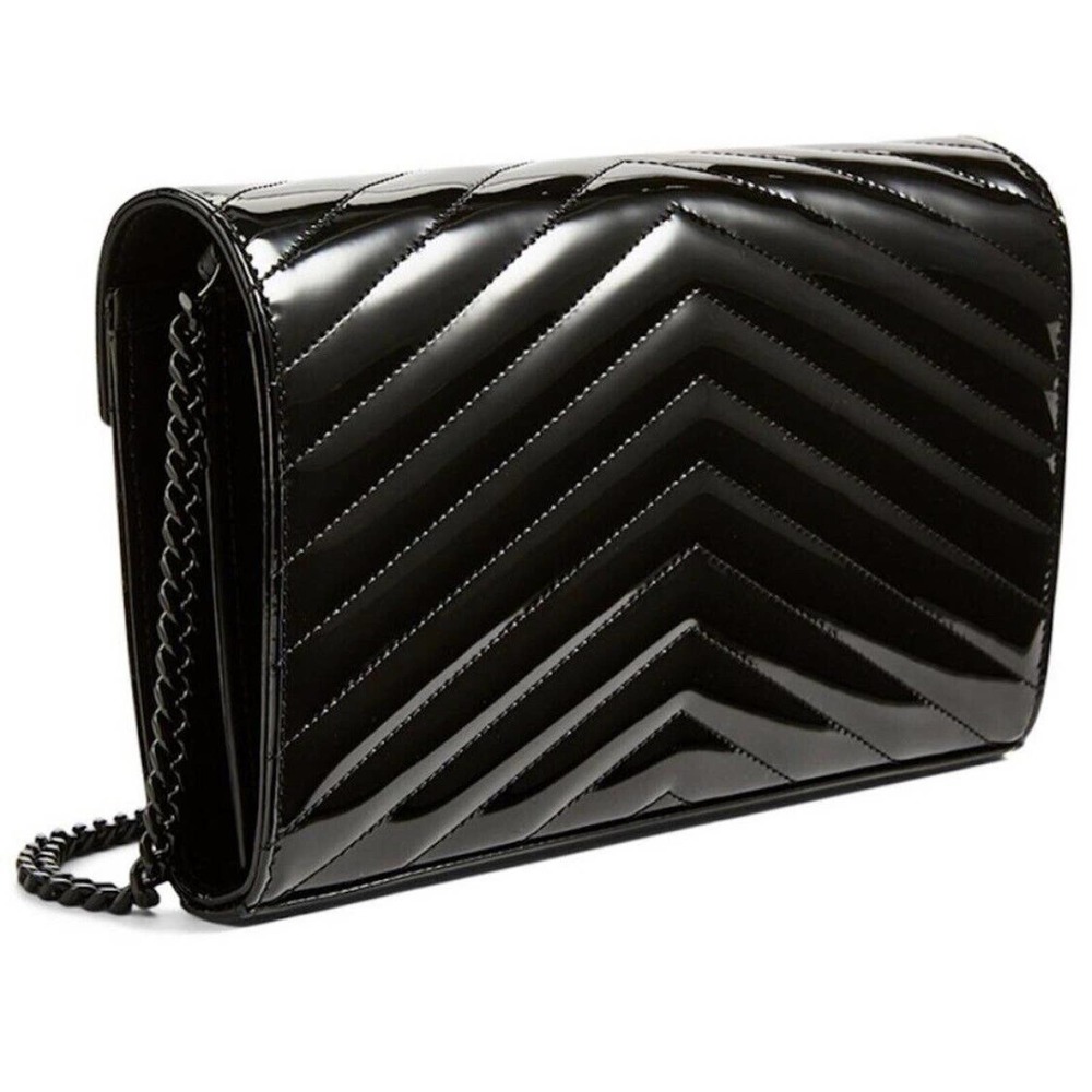 BRAND New Saint Laurent YSL Medium WOC Chain Wallet Patent Leather Purse Bag Box - Picture 2 of 13